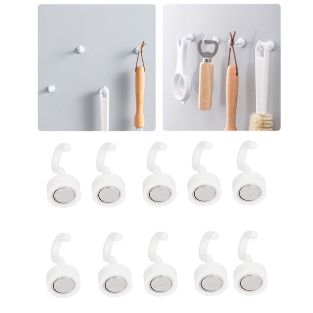 Ganchos Magnética, Gancho Magnético Fuerte Sólido de Servicio Pesado 10pcs de 11 Libras Blancas de Carga de Carga para Uso Domémico para Cocina