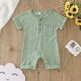 thumbnail image 2 of Otqutp Toddler Beach Clothing Girls Boys Short Sleeve Solid Colour Romper Bodysuits Summer Button Jumpsuit 0 to 12 Months, 2 of 4