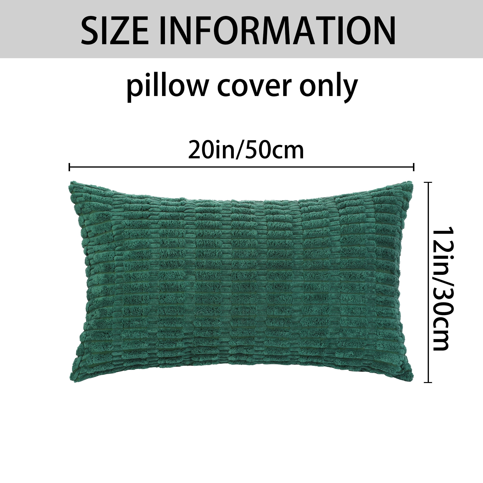 Unique Bargains Corduroy Soft Square Cushion Covers Modern Throw Pillow Covers (2 Count) Dark Green 12"x20"