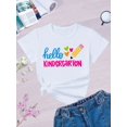 thumbnail image 1 of Camiseta de primer día de clases para niña, diseño de corazón con estampado de lápiz, manga corta suave y cuello redondo, lavable a máquina, informal, de verano, para el primer día, tejido cómodo., 1 of 6