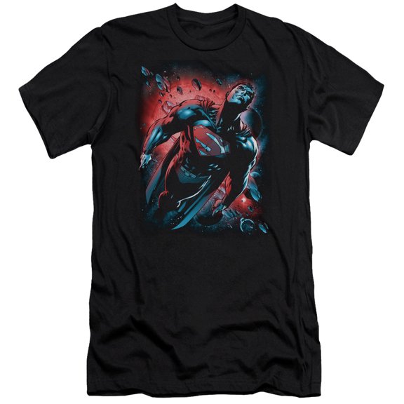 Superman Red Sun Premium Adult Slim Fit 30/1 T-Shirt Black
