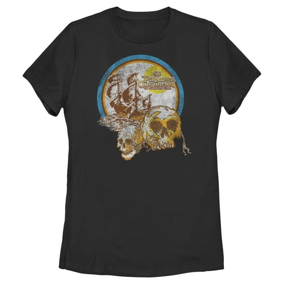 Women's Pirates of the Caribbean: On Stranger Tides Distressed Skull Logo  Graphic Tee Black Large