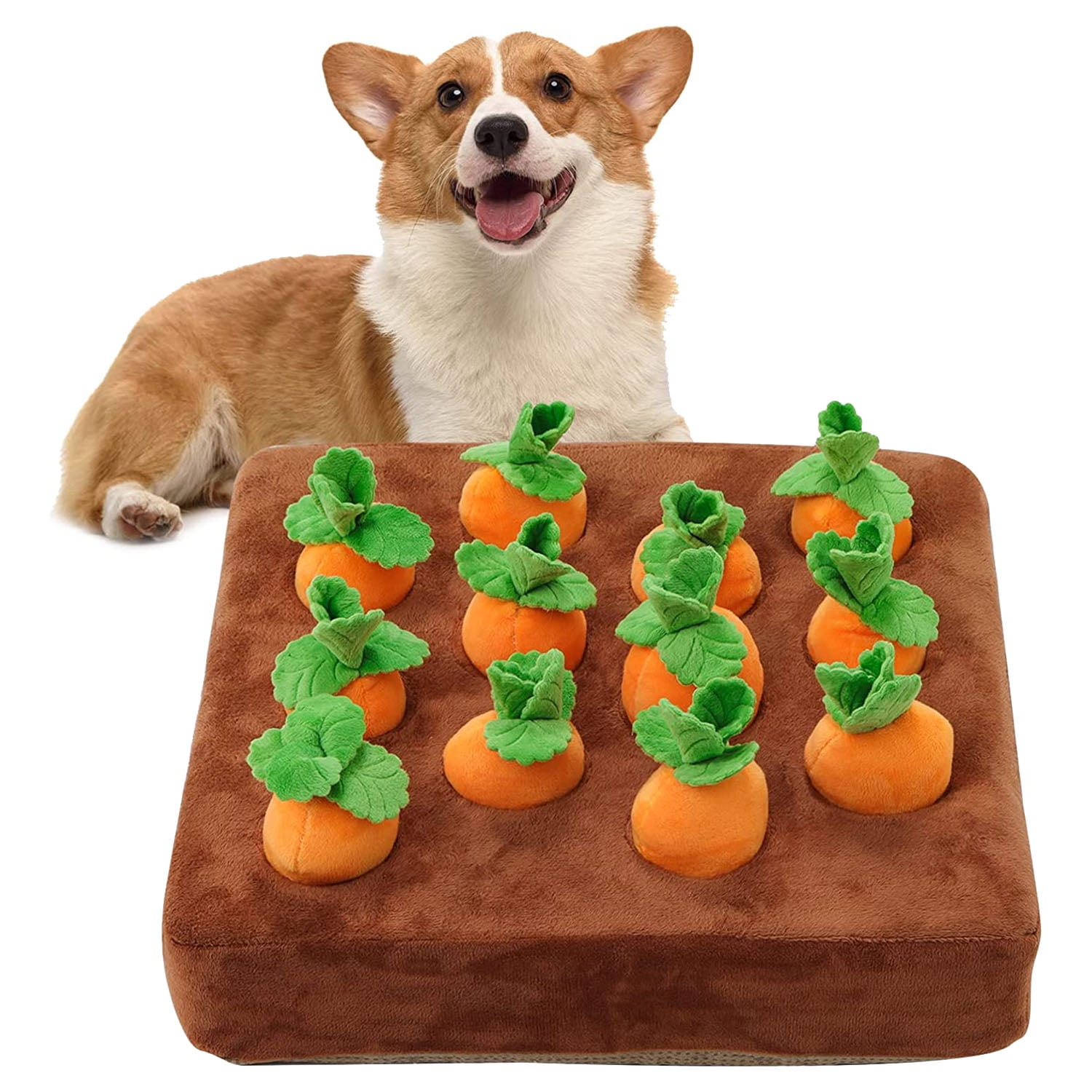yomaxer Dog Carrot Farm Toy Carrot Patch Dog Toy Nose Work Carrot Snuffle  Mat for Dogs Plush Puzzle Toys