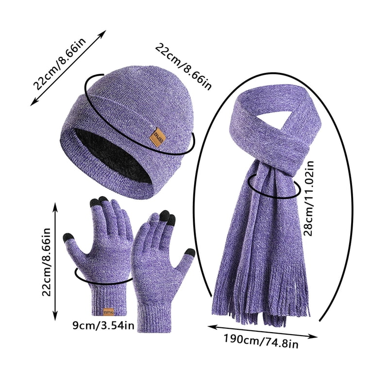 3 in 1 Set Womens Beanie with Pom Pom Long Scarf Neck Warmer Touchscreen Gloves Winter Beanie Hat Scarf Gloves Set for Women, Womens Beanie  main image 3