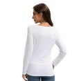 thumbnail image 6 of Women Long Sleeve Scoop Neck Slim Fitted Basic Soft T-Shirts, 6 of 6