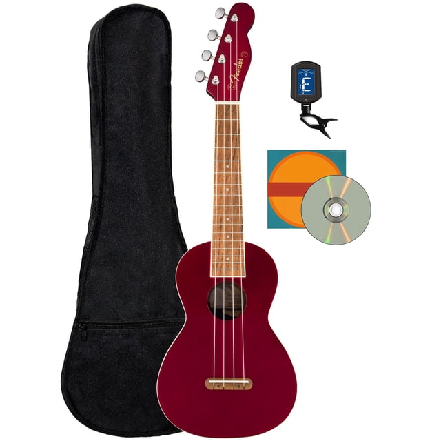 Ukelele de concierto Fender Monterey Cherry con accesorios