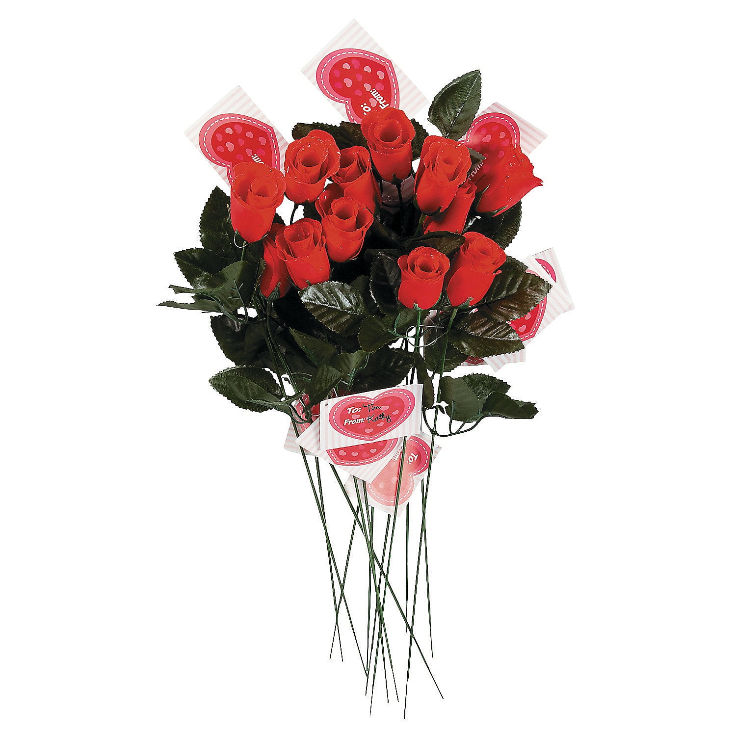 Artificial RED Rosebuds with Card Home Decor 12 Pieces 