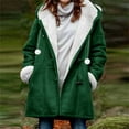 thumbnail image 2 of TFEOQRY Women Winter Plus Size Horn Buttons Coat Solid Color Plus Velvet Coat Long Sleeve Outwear Jackets with Pockets Green, 2 of 7