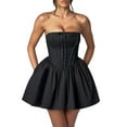 thumbnail image 1 of Gupgi Robe Corset pour Femmes Mini Robe Sans Bretelles avec Dentelle Couleur Unie Robe Tube Sans Manches Dos Nu Robes de Soirée Courtes, 1 of 9