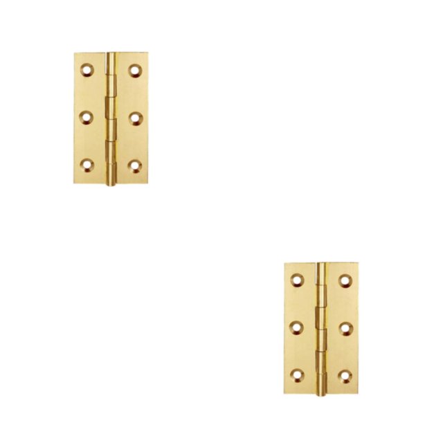 Riwesomey Bisagras de metal Conector de puerta Herramienta de manualidades de bricolaje Cerradura Mini bisagra lisa Pulido Decorativo Desmontable Ciego/3in/Latón 2piezas