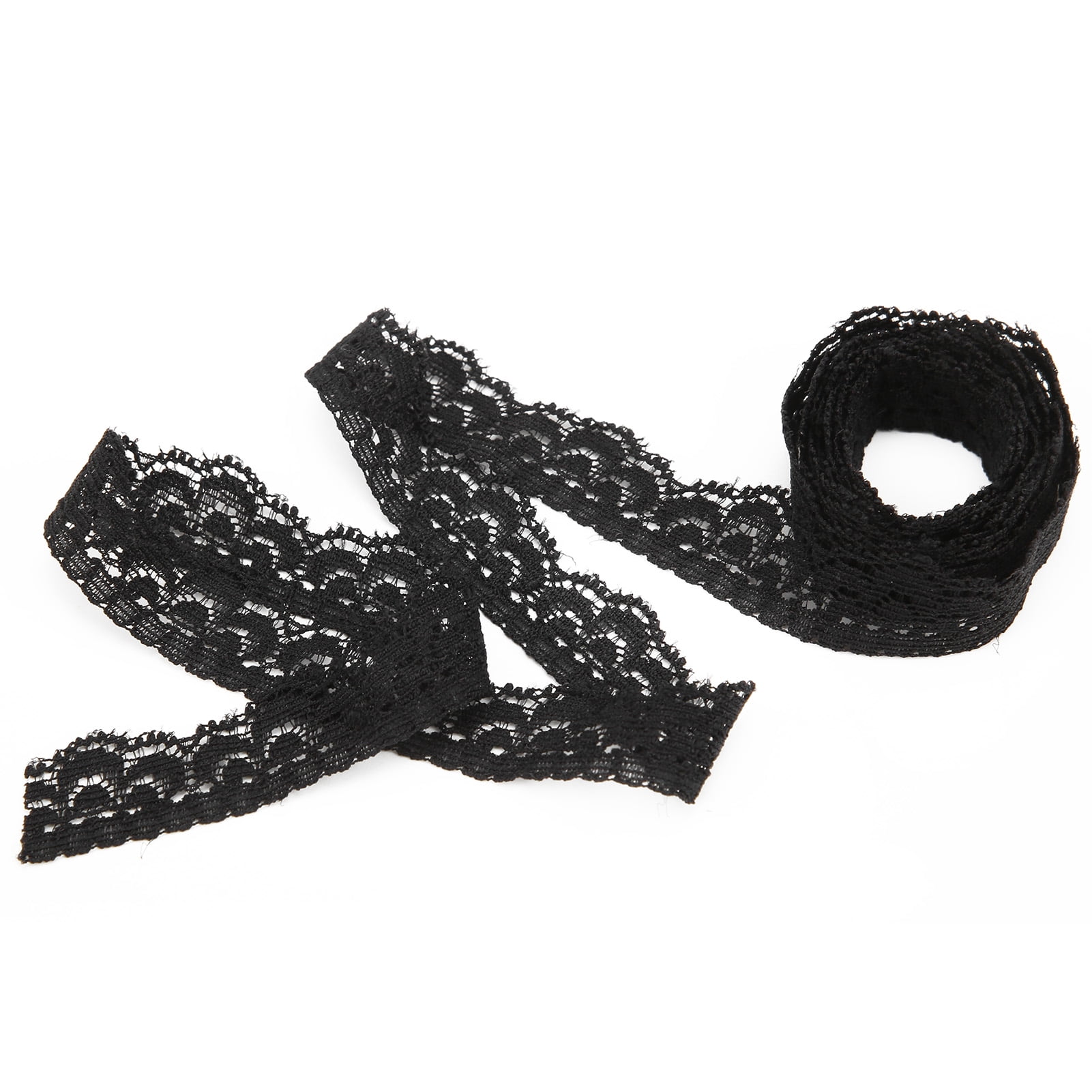 Cinta De Encaje Floral Para Decorar Manualidades Y Mucho Más. (5 Cm X 25 Yardas, Negro