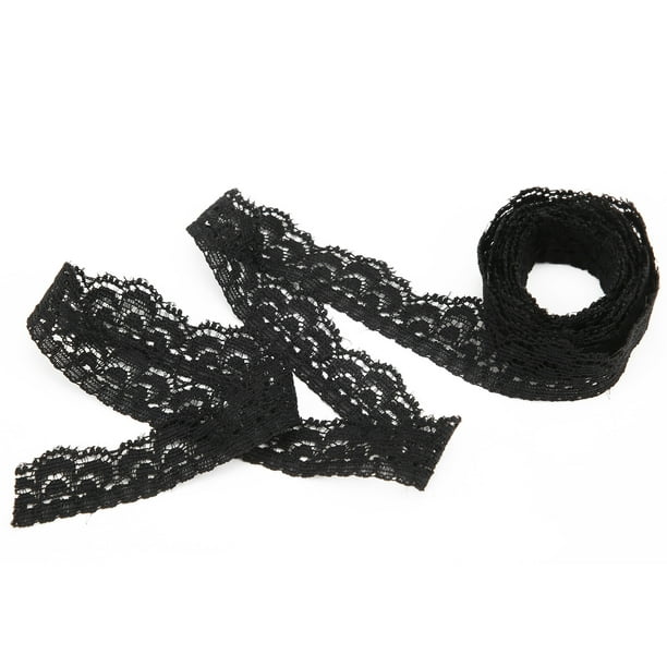 Black Lace Trim, Floral Pattern Stretchy Elastic Easy Operation Black Lace  Ribbon Comfortable Soft For Sewing DIY For Decoration