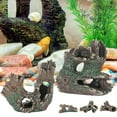 thumbnail image 2 of Aquarium Landscaping Tree Stump Hole Rock Cave , Artificial Tree Root Resin Crafts Simulation Driftwood Hiding Cave Fish Tank Ornament, 2 of 8