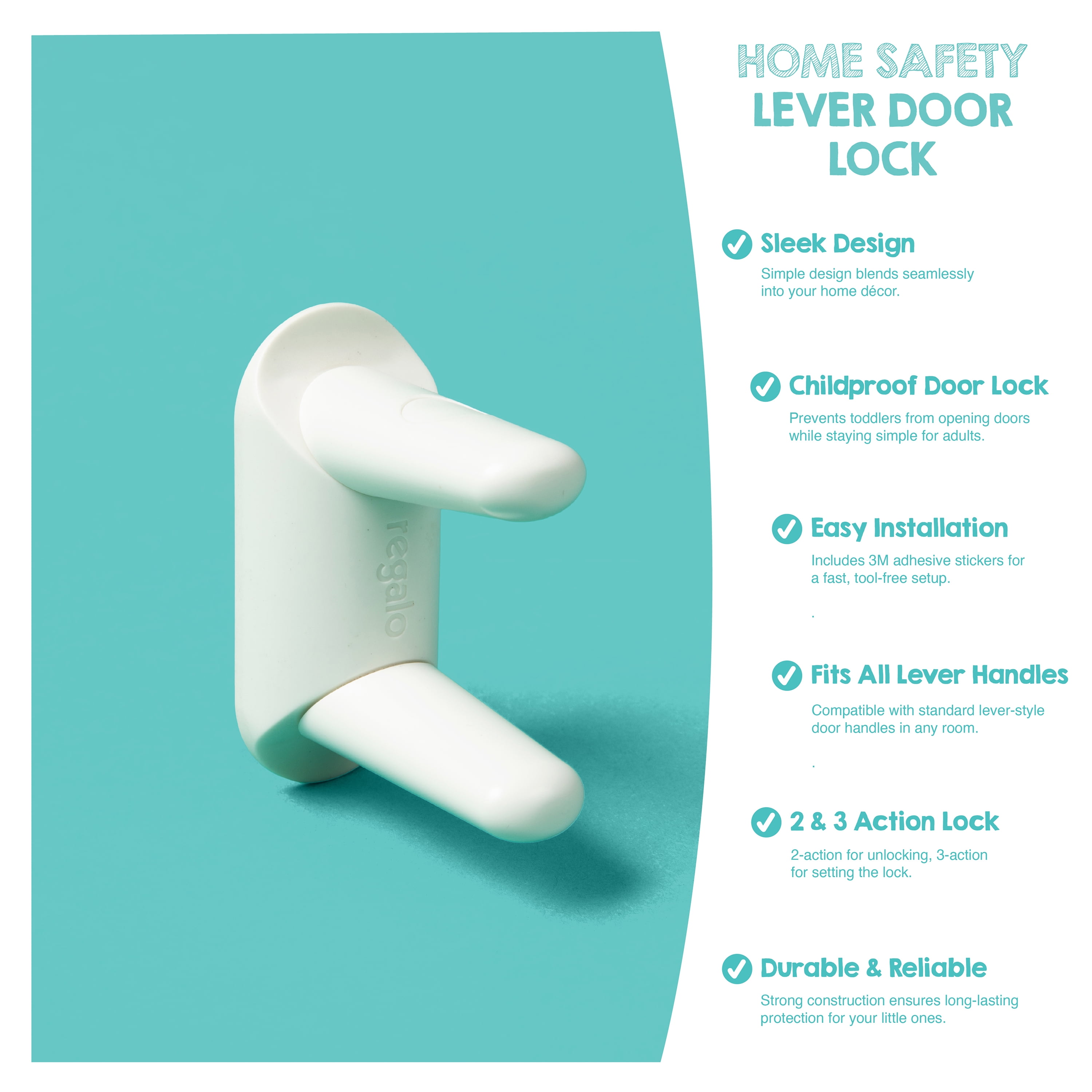 Regalo White Lever Door Lock for Child Safety - 1 Pack