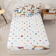 thumbnail image 4 of Erosebridal Builder Zipper Full Size Comforter Sets with Fitted Sheet and 2 Pillowcases,Colorful Road Zipper Bedding Set For Boys,Polkadot Reversible,4-Piece, 4 of 7