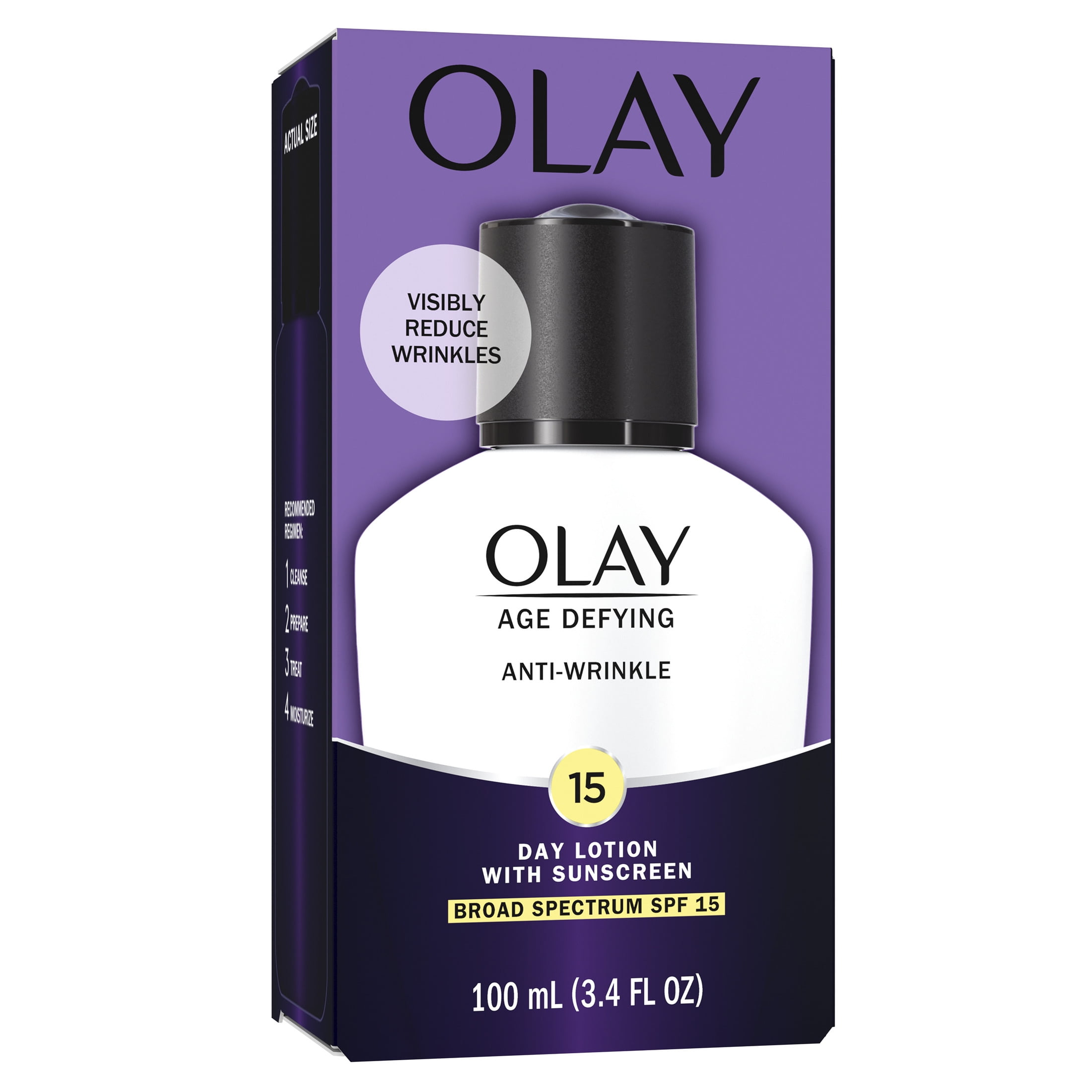 (3 pack) Olay Age Defying Anti-Wrinkle Day Face Lotion, Anti-Aging Moisturizer with Sunscreen SPF 15, 3.4 fl oz