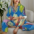 thumbnail image 6 of Fuzoiu Colorful floral Print Women's Long-Sleeved Pajama,Lounge Button Down Nightwear,Womens Notch Collar Pajama Set-Medium, 6 of 7