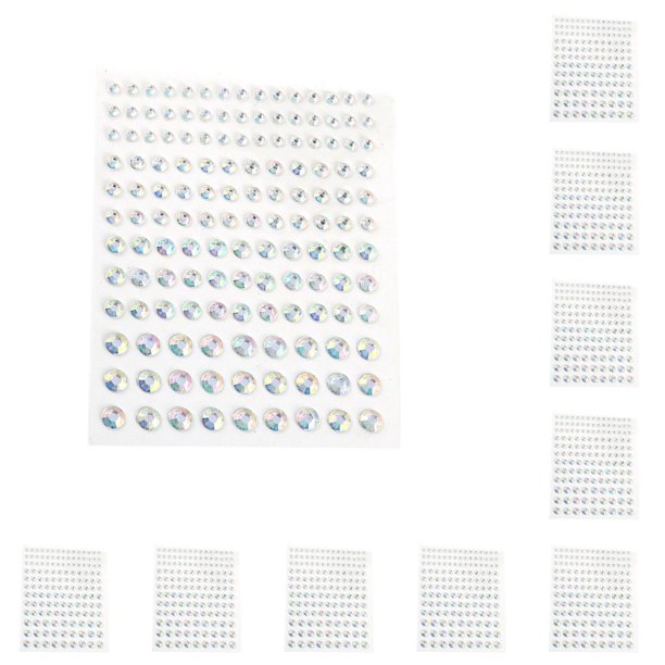 Seitruly Joyas para la cara de los ojos, pegatinas de diamantes de imitación, autoadhesivo para la frente, maquillaje de arcoíris, joyería DIY, ABblanco 10piezas Seitruly CBP478931