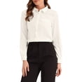 thumbnail image 4 of INSPIRE CHIC Women's Color Block Button Down Long Sleeve Work Shirt S Solid White, 4 of 6