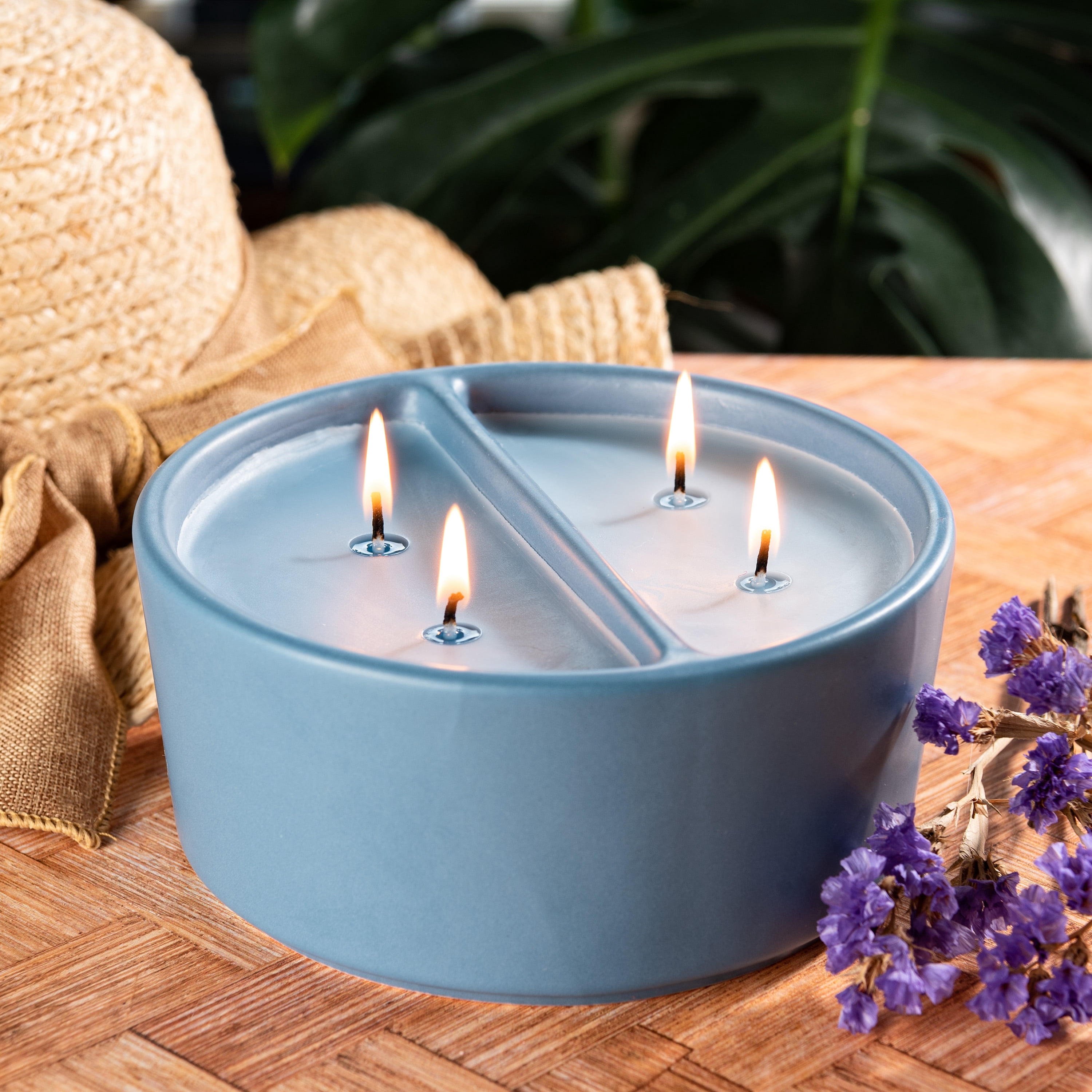 Better Homes & Gardens 16oz Periwinkle & Primrose Duo Scented Ceramic Dish Candle