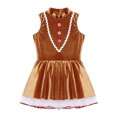 thumbnail image 5 of Doomiva Kids Girls Christmas Dance Dress Xmas Gingerbread Man Roleplay Dress Up Ballet Velvet Dance Tutu Dress Party Brown 14, 5 of 7