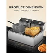 Commercial Deep Fryer with Basket, 3400W 12.7QT/12L, Detachable Large Capacity Stainless Steel Countertop Electric Oil Fryer with Temperature Control for Restaurant, Home Use