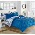 thumbnail image 3 of 9 or 7 Piece Parkerville Pinch Pleated and Ruffled Chevron Print REVERSIBLE Bed In a Bag Comforter Set Sheets Included, 3 of 5
