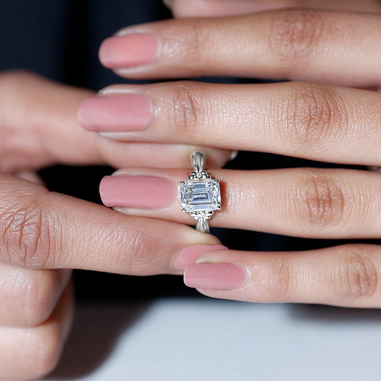 Spot Jewel 2.2 Ct Emerald Cut Diamond Rings - 14K White Gold Plated Rings - Sterling Silver Jewelry Clearance - Natural Diamond Latest Engagement Rings for Women - Proposal Rings