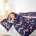 thumbnail image 4 of Homewish Cute Cartoon Snake Bedding Comforter Set,Kawaii Cherry Blossom Twin Comforter Sets,Deepblue Pink Bedding Set For Girls Kids,Ultra Soft Home Decor Reversible,2pcs, 4 of 8