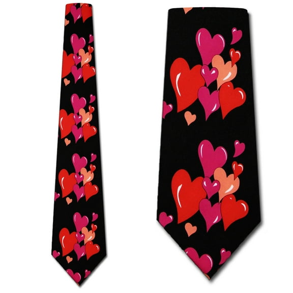 Valentines Hearts Grouped (Black) Ties Mens Necktie