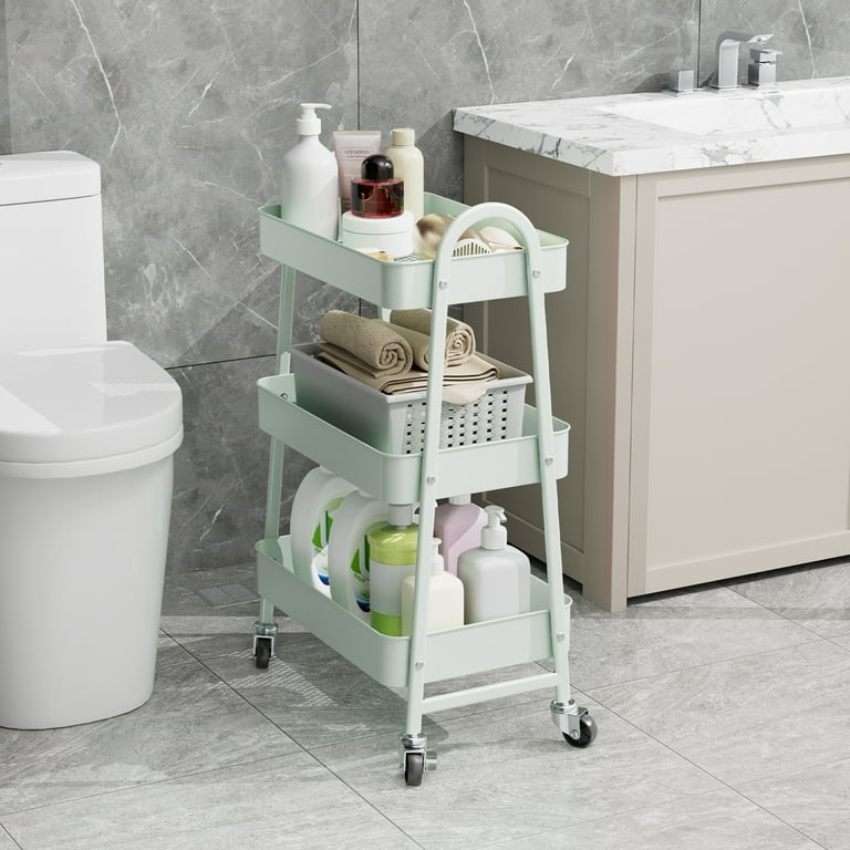 Gianna 3 Tier Rolling Storage Cart - Bathroom Organizer - Walmart.com