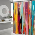 thumbnail image 2 of Abstract Multicolor Shower Curtain Rainbow Colorful Geometric Color Art Striped Bathroom Polyester Curtains Set Home Bathtub Decor with Hooks 36Wx70H Inch, 2 of 6