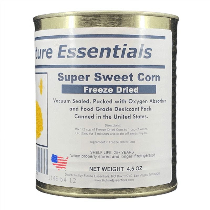 Future Essentials Freeze Dried Long Shelf Life Emergency Food Sweet Corn #2.5/4.5oz/Can- 12 Cans