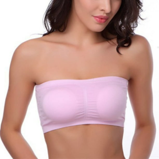 Strapless Bras Graceful Multicolor Hand Wash Formfitting Easy Matching  Basic Style for Wireless Bra Off Shoulder Clothes Party Pink 
