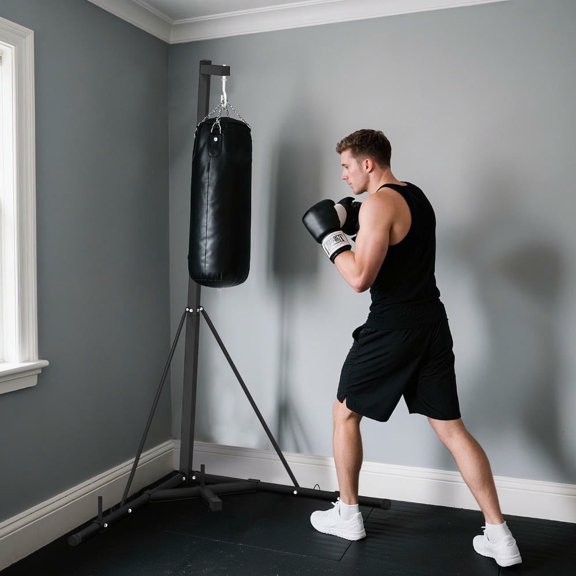 Barara King Adjustable Punching Bag Stand with Weighted Base, Boxing Bag Stand for Home Gym, Stand Only, Black