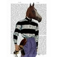 thumbnail image 2 of Fab Funky 20x24 Black Ornate Wood Framed with Double Matting Museum Art Print Titled - Horse Racing Jockey Portrait, 2 of 4