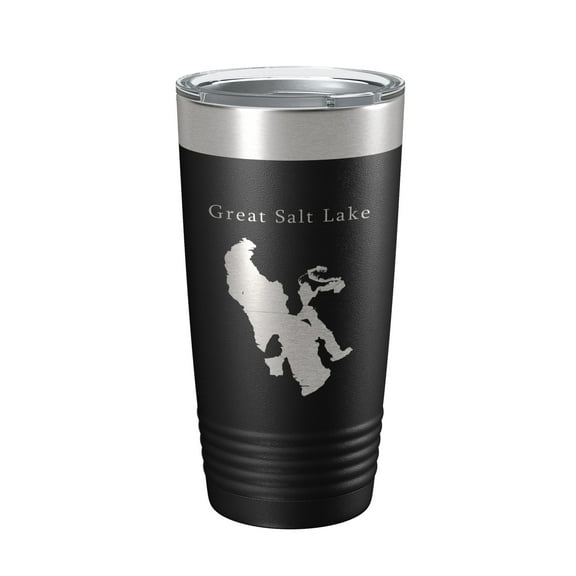 Great Salt Lake Map Tumbler Travel Mug Insulated Laser Engraved Coffee Cup City Ogden Utah 20 oz Black