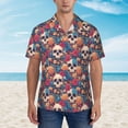 thumbnail image 2 of Bingfone Men's Short Sleeve Button Down Shirts Hawaiian colorful Skull rose Printed Beach Shirt, 2 of 7
