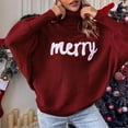thumbnail image 2 of felwors Women Merry Sweaters Turtleneck Long Sleeve Letter Print Loose Knitted Pullover Merry Christmas Sweater , S, 2 of 6