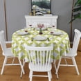 thumbnail image 2 of Green White Checkerboard Checkered Pattern Round Tablecloth 60"x60",Wrinkle Wipeable Table Cloth for Kitchen Dining Room Picnic Patio Party, 2 of 6