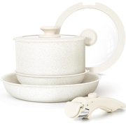 Pots and Pans Set Removable Handle, 6 Piece Nonstick Kitchen Cookware Sets, Detachable Handle Pots and Pans, Stackable Pots and Pans Set with Removable Handle, Oven Safe - 6Pcs