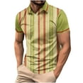 thumbnail image 2 of Jjayotai George Shirts for Men Polo, Men's Casual Solid Color Stripe Printed Button Down T-Shirt, Golf Tees, 2 of 5