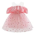 thumbnail image 1 of Robe Rose à Épaules Dénudées pour Fille Butterflies, Fête, Paillettes, Robe de Princesse, 1 of 7