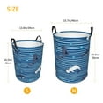 thumbnail image 5 of Fotbe Sharks on White Blue Striped Laundry Basket with Handles, Waterproof Large Laundry Hamper, Wash Bag for Corner Dorm, Rolling Laundry Basket with Handles-Medium, 5 of 8