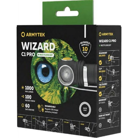 Armytek Wizard V4 C1 Pro Magnetic USB Rechargeable Headlamp - 1000 Lumen, Samsung LH351D LED - Limited Edition