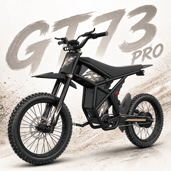 Riding'times GT73PRO Electric Dirt Bike For Adults,3000W Motor,60V36Ah Battery,Up to 85 Miles,Dual Hydraulic Brakes,Full Suspension,25" Tire Ebike UL2849