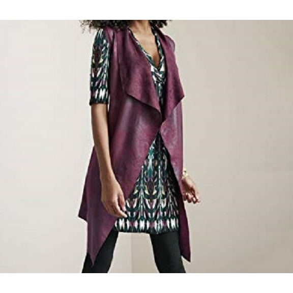 Masseys Women's Suede Vest in Burgundy - Small