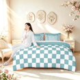 thumbnail image 5 of Manfei Modern Plaid 7-Piece King Bedding,Contemporary Checkered King Bed in a Bag,Teal Blue,Polkadot Reversible, 5 of 7