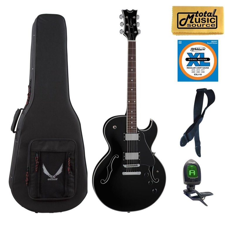 Dean Guitars Colt Semi-Hollow Body Electric Guitar, Classic Black