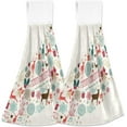 thumbnail image 2 of GZHJMY Retro Christmas Symbols Kitchen Towels Set of 2, Hanging Hand Towels with Loop Soft Absorbent Durable for Bathroom Kitchen Decor#4, 2 of 7